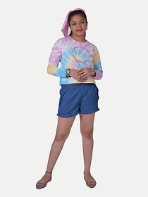 Rad Prix Short For Girls Casual Solid Pure Cotton (Blue, Pack Of 1)