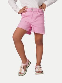 Rad Prix Short For Girls Casual Solid Pure Cotton (Pink, Pack Of 1)