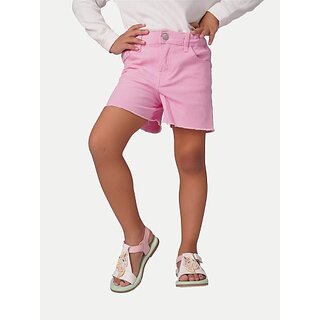 Rad Prix Short For Girls Casual Solid Pure Cotton (Pink, Pack Of 1)