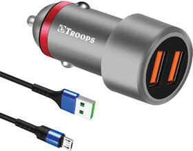 TP TROOPS 36W Fast Car Charger Adapter with Dual USB Port. Qualcomm Certified 3.0, Quick Charge