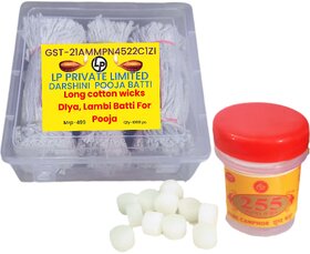 DarshiniDecor Box Pack of 1000 Pieces Long Cotton TwistedWicks 5.5 Inch,with Free Gifti for Pooja. Camphor Tablet 5 grm