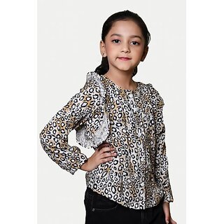 Radprix Girls Pure Cotton Top (Brown, Pack Of 1)