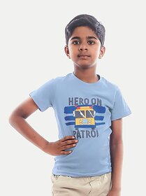 Radprix Boys Printed Pure Cotton T Shirt (Blue, Pack Of 1)