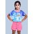 Radprix Girls Graphic Print Polyester T Shirt (Blue, Pack Of 1)