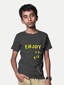Radprix Boys Typography, Printed Pure Cotton T Shirt (Black, Pack Of 1)