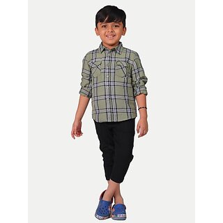 Radprix Boys Checkered Casual Green Shirt