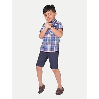 Radprix Boys Checkered Casual Light Blue Shirt