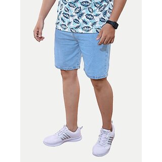 Radprix Solid Men Denim Light Blue Denim Shorts