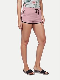 Radprix Solid Women Pink Casual Shorts
