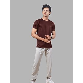 Rad Prix Mens Maroon Solid Polyester Round Neck T-Shirt