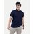 Radprix Solid Men Polo Neck Navy Blue T-Shirt