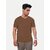 Radprix Solid Men V Neck Brown T-Shirt