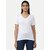 Radprix Solid Women V Neck White T-Shirt