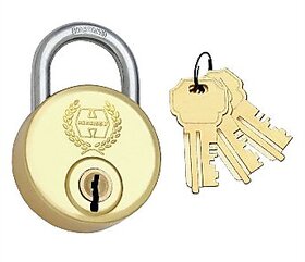 Harrison SC-6000 0567 65mm Small Brass Round Padlock (Brass and Metallic)