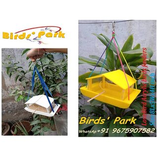 Birds Feeder Hut Type in Acrylic Multi Color - Good Hanging-Swing Feeder for Finch Lovebird Cockateils in Aviary, Garden