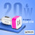 TP TROOPS Dual Port Car Charger, 20W Quick Charging,Smart IC Protection, Compatible with All Smartphone TP-639-Pink