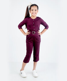 Kids Cave Solid Girls Jumpsuit