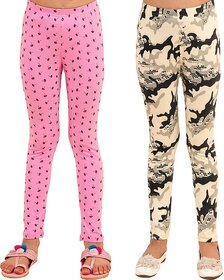 Kids Cave Legging For Girls (Multicolor Pack of 2)