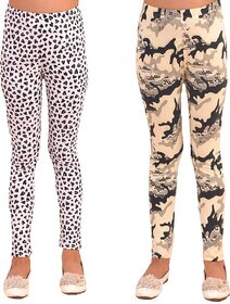 Kids Cave Legging For Girls (Multicolor Pack of 2)
