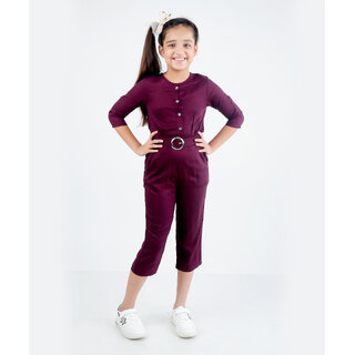 Kids Cave Solid Girls Jumpsuit