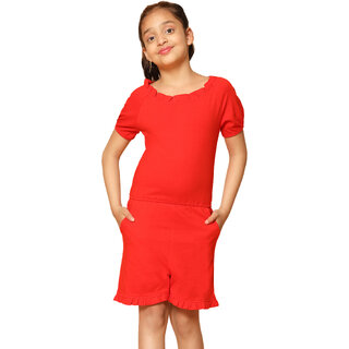 Kids Cave Solid Girls Jumpsuit