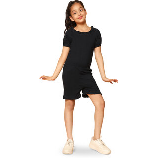 Kids Cave Solid Girls Jumpsuit