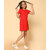 Kids Cave Girls Above Knee Casual Dress (Red, Short Sleeve)