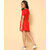 Kids Cave Girls Above Knee Casual Dress (Red, Short Sleeve)