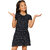 Kids Cave Girls Above Knee Casual Dress (Dark Blue, Short Sleeve)