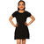 Kids Cave Girls Above Knee Casual Dress (Black, Short Sleeve)