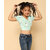 Kids Cave Girls Casual Rayon Crop Top (Green, Pack of 1)