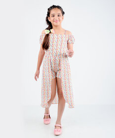 Kids Cave Floral Print Girls Jumpsuit