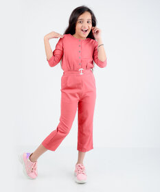 Kids Cave Solid Girls Jumpsuit