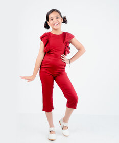 Kids Cave Solid Girls Jumpsuit