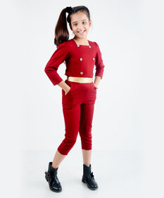 Kids Cave Solid Girls Jumpsuit