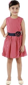 Kids Cave Indi Girls Midi/Knee Length Casual Dress (Pink, Sleeveless)