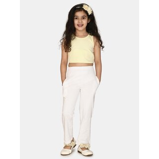 Kids Cave Track Pant For Girls (White, Pack of 1)