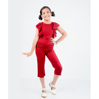 Kids Cave Solid Girls Jumpsuit
