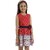 Kids Cave Girls Midi/Knee Length Casual Dress (Red, Sleeveless)