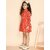 Kids Cave Indi Girls Midi/Knee Length Party Dress (Orange, Full Sleeve)