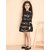 Kids Cave Indi Girls Above Knee Party Dress (Black, Full Sleeve)