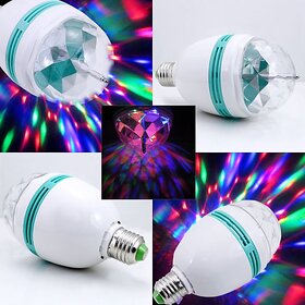 3W Colorful Auto Roating RGB LED Bulb Stage Light Party Lamp Disco Light (Pack of 1)