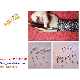 Henna Needle Plastic hub - 10 pcs - Best Needle Ever Used for Best Result for Heena Lovers Birds' Park