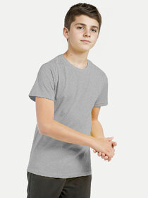 Boys Grey Melange Crew neck T-shirt