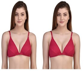 Zourt Poly Cotton B Cup Front Open Bra Set of 2 Rani-Rani