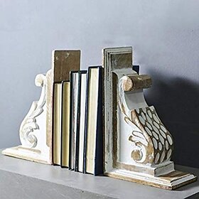 Onlinecrafts Wooden Book End (White, Pack Of 1)