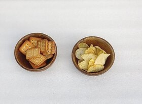 Onlinecraft Wooden Salad Bowl Ch7305 (Pack Of 2, Brown)