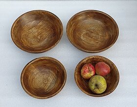 Onlinecraft Wooden Salad Bowl Ch7303 (Pack Of 4, Brown)