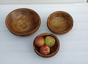 Onlinecraft Wooden Serving Bowl C7307 (Pack Of 1, Brown)