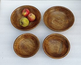 Onlinecraft Wooden Salad Bowl Ch7302 (Pack Of 4, Brown)